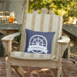 Nautical B Family Name Navy Blue Stripes Cushion<br><div class="desc">Makes a perfect gift for someone who loves nautical theme.</div>