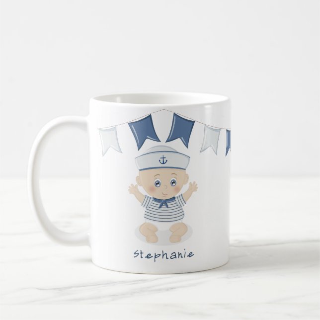Nautical Baby Boy Baby Shower Coffee Mug (Left)