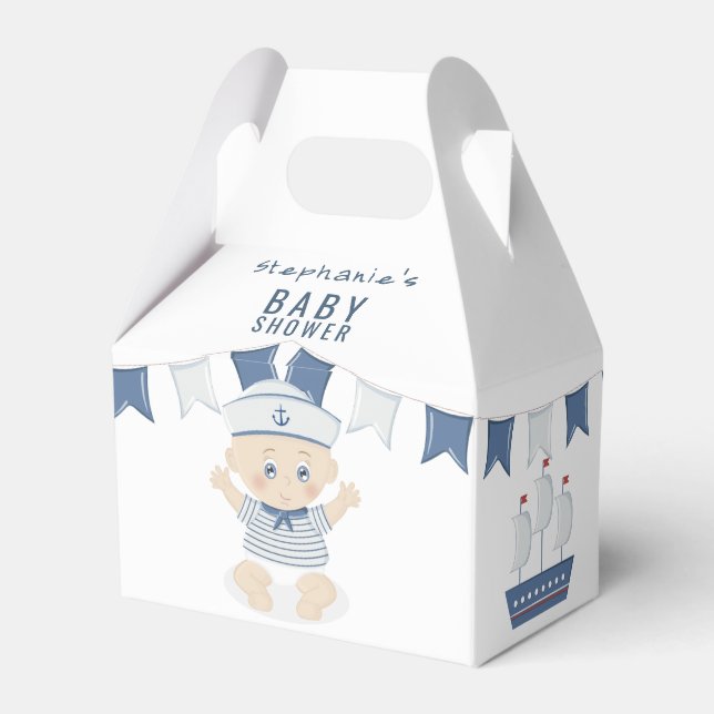 Nautical Baby Boy Baby Shower Favour Box (Back Side)