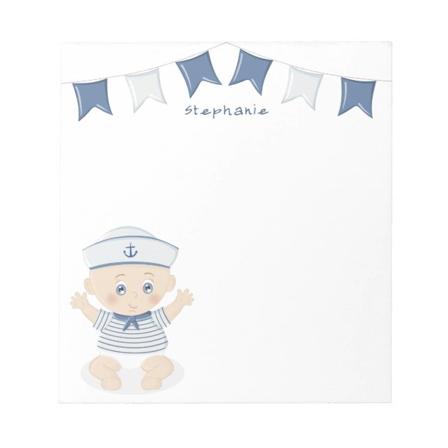 Nautical Baby Boy Baby Shower Notepad (Front)