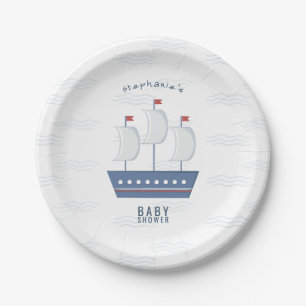 Nautical Baby Boy Baby Shower Paper Plate