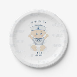 Nautical Baby Boy Baby Shower Paper Plate
