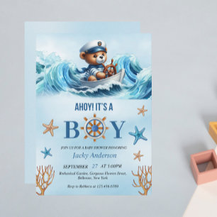 Nautical Baby Boy Shower Invitation