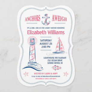 Nautical Baby Girl Shower Invitation