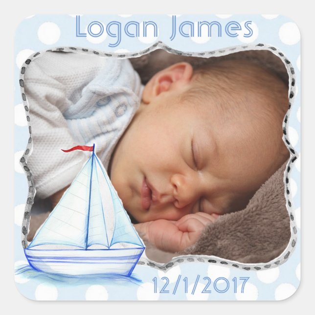 Nautical Baby Photo Sticker (Front)
