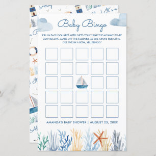 Nautical Baby Shower Baby Bingo Game