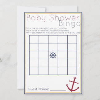 Nautical Baby Shower Bingo Game