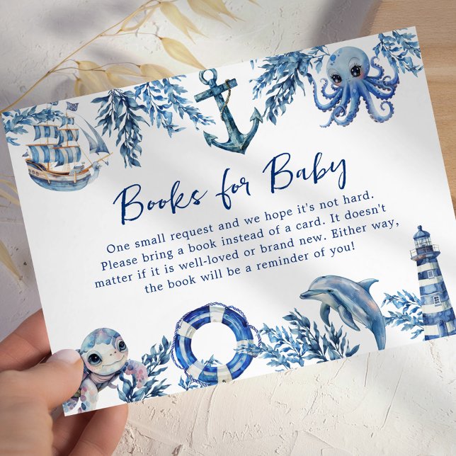 Nautical Baby Shower Book Request Enclosure Card (Creator Uploaded)