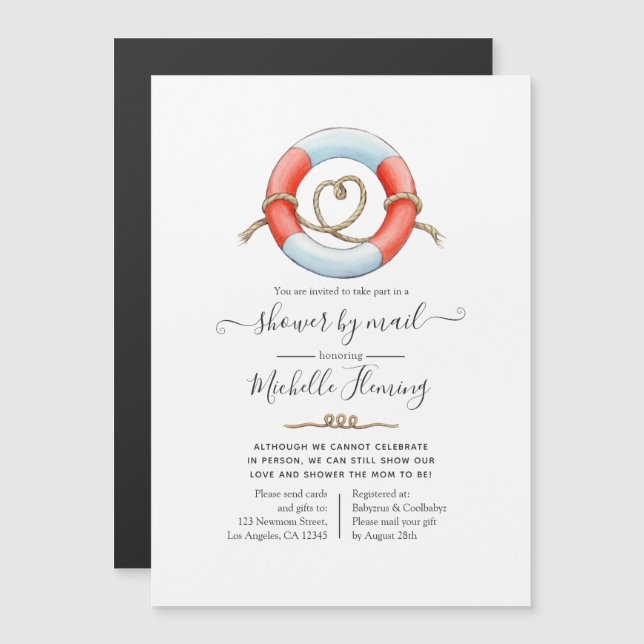 Nautical Baby Shower by Mail Magnetic Invitation (Front/Back)