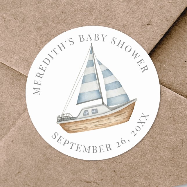 Nautical Baby Shower Classic Round Sticker (Nautical Baby Shower Classic Round Sticker )