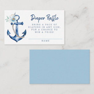 Nautical Baby Shower Diaper Raffle Card Blue Anc
