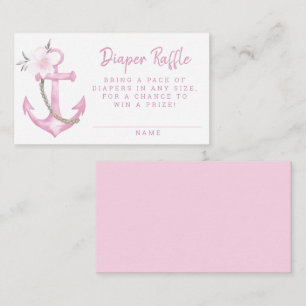 Nautical Baby Shower Diaper Raffle Card Pink Flo