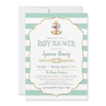 Nautical Baby Shower Floral Anchor Mint Green