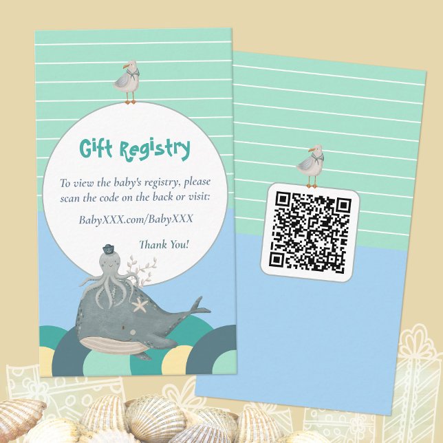 Nautical Baby Shower Gift Registry QR Code Green Enclosure Card (Nautical Baby Shower Gift Registry QR Code Green Enclosure Card ©Susanne Sachers - Sunny Mind Design)