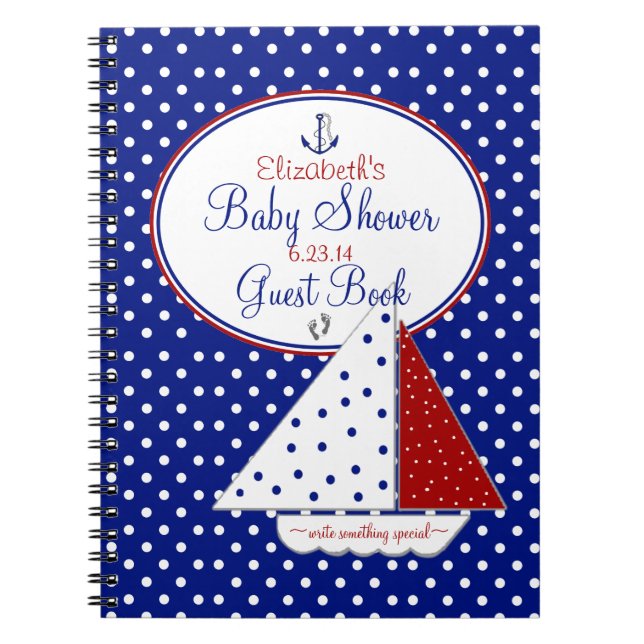 Nautical Baby Shower Guest Book- Notebook (Front)