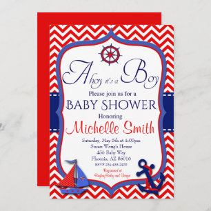 Nautical Baby Shower Invitation, Ahoy it's a Boy Invitation