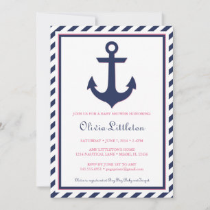 Nautical Baby Shower Invitation - Ahoy It's a Girl