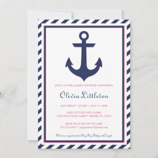 Nautical Baby Shower Invitation - Ahoy It's a Girl