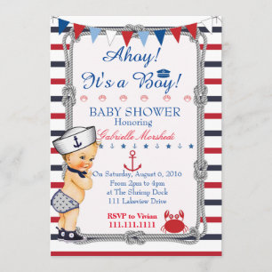 Nautical Baby Shower Invitation, Baby Shower Invitation
