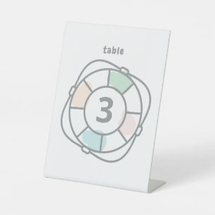 Nautical Baby Shower Life Preserver Table Number Pedestal Sign