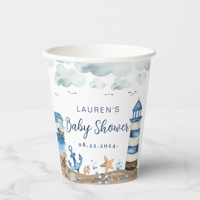 Nautical Baby Shower Paper Cups (Front)