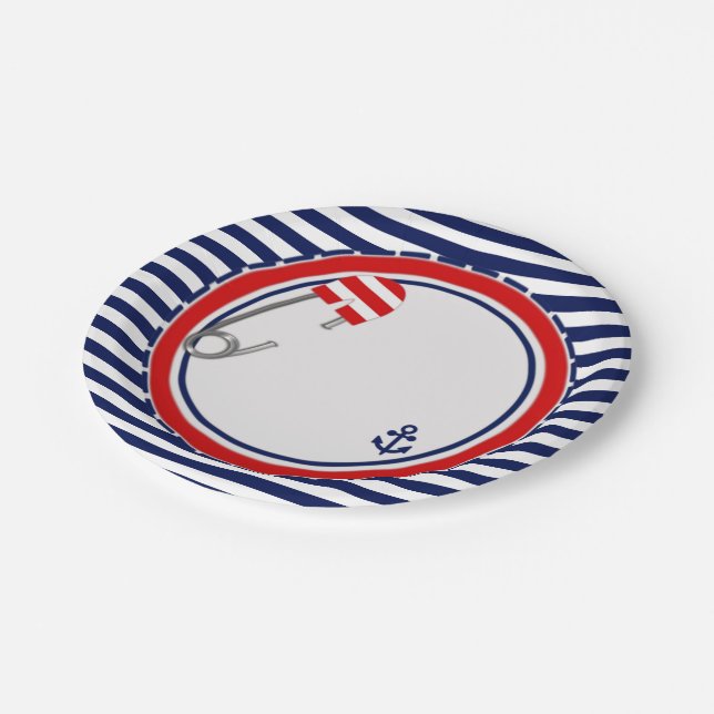 Nautical Baby Shower Paper Plate (Angled)