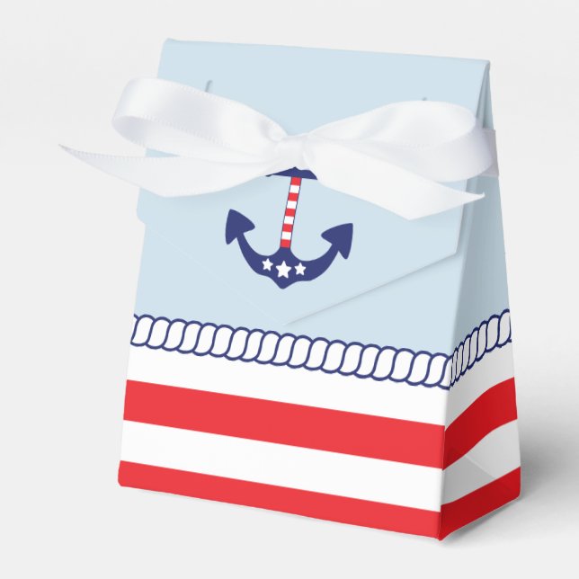 Nautical Baby Shower Patriotic Anchor Thank You Favour Box (Front Side)