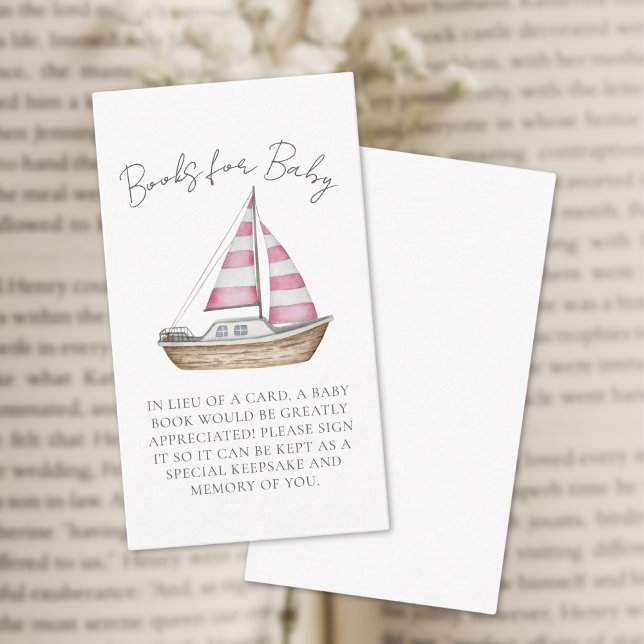 Nautical Baby Shower Pink Books For Baby Enclosure Card (Nautical Baby Shower Pink Books For Baby Enclosure Card )