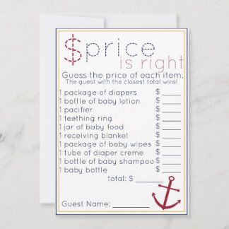 Nautical Baby Shower Price Is Right Game