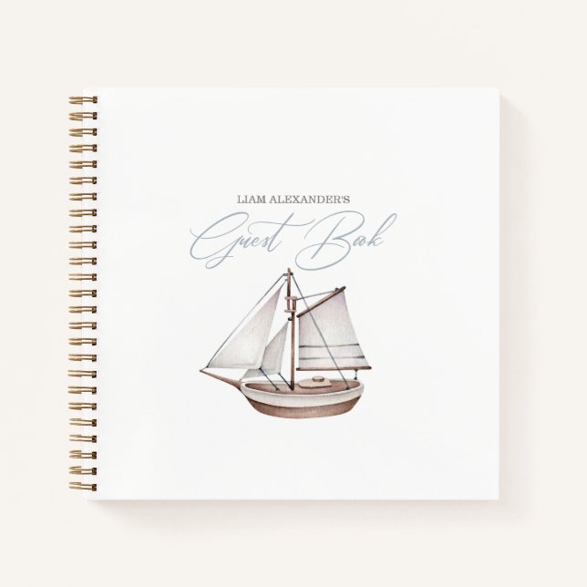Nautical Baby Shower Sailor Guest Book (Front)