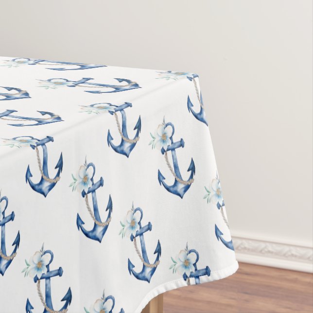 Nautical Baby Shower Tablecloth | Navy Blue Floral (In Situ)