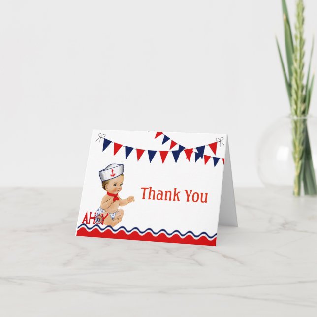 Nautical Baby Shower Thank You Card (Front)
