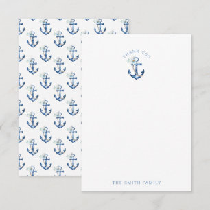 Nautical Baby Shower Thank You Card Blue Waterco