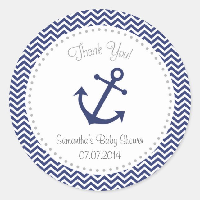 Nautical Baby Shower Thank You Sticker (Front)