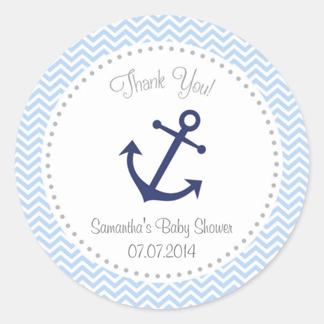 Nautical Baby Shower Thank You Sticker (Front)