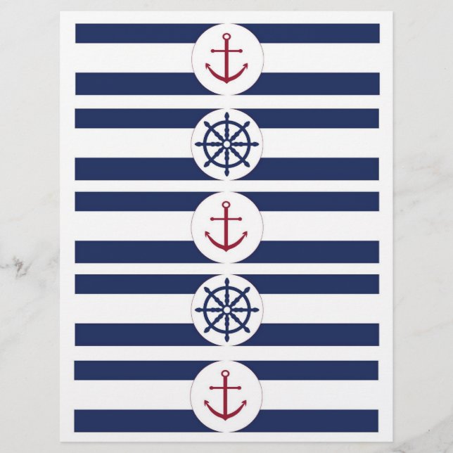 Nautical Baby Shower Water Bottle Labels (Front)