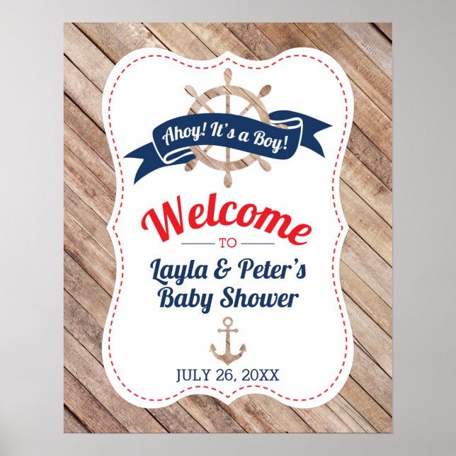 Nautical Baby Shower Welcome Poster (Front)