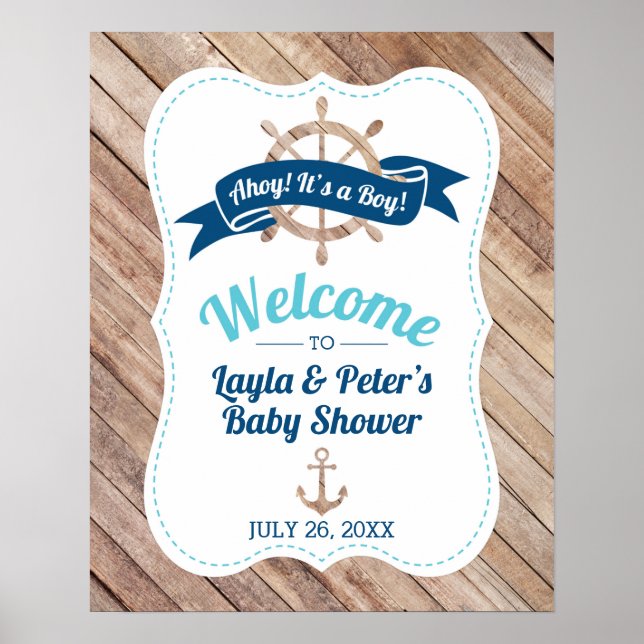 Nautical Baby Shower Welcome Poster (Front)