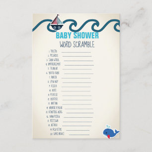 Nautical Baby Shower Word Scramble Game Invitation