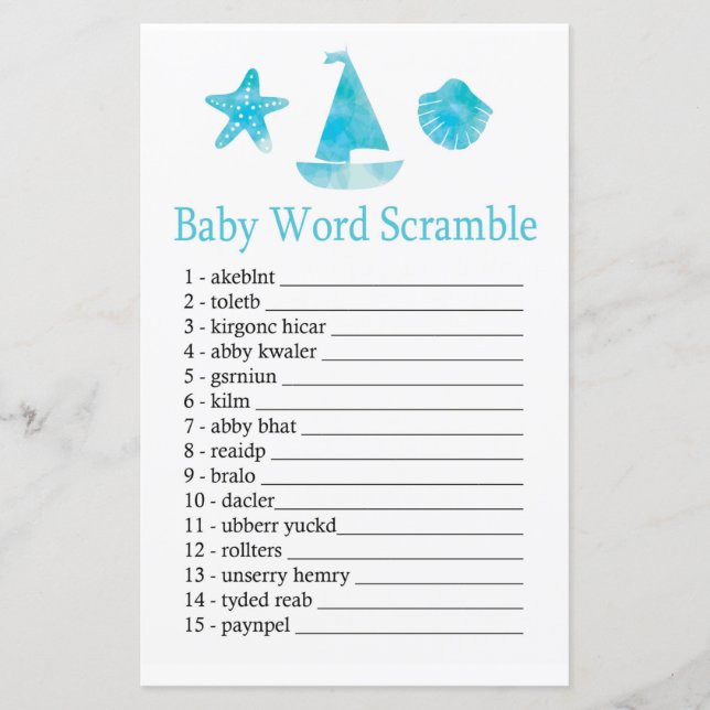 Nautical Baby word scramble game (Front)