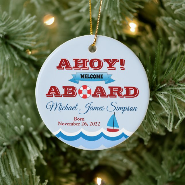 Nautical Baby's First Year Keepsake Ornament (Tree)