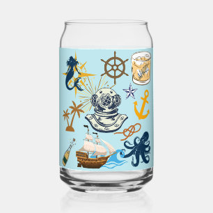 Nautical Bachelor Party Can Glass