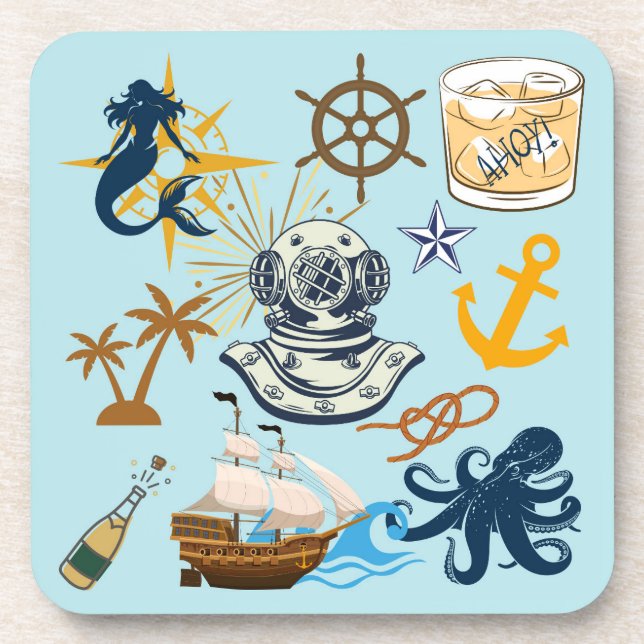  Nautical Bachelor Party Coaster (Front)