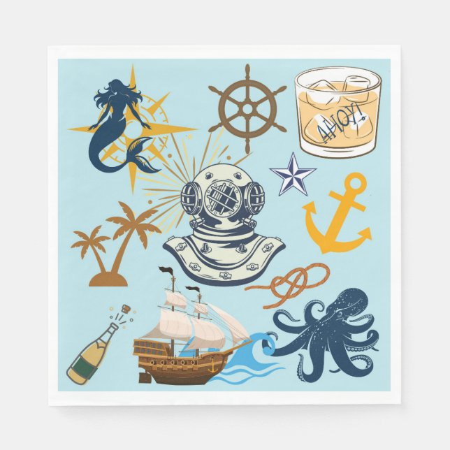  Nautical Bachelor Party Napkin (Front)