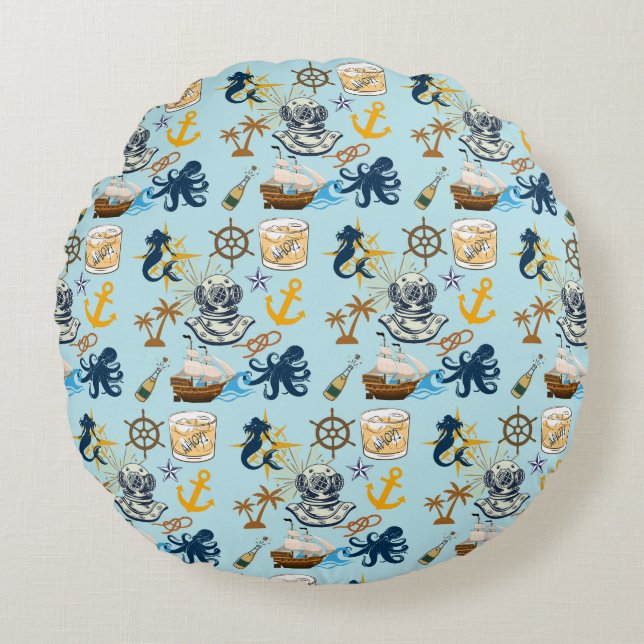  Nautical Bachelor Party Round Cushion (Front)