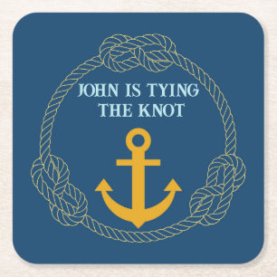 Nautical Bachelor Party Square Paper Coaster