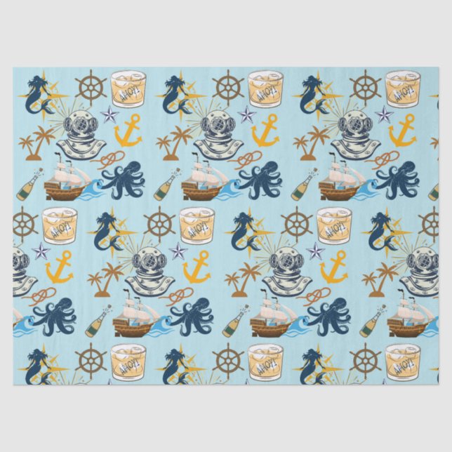  Nautical Bachelor Party Tissue Paper (Front)