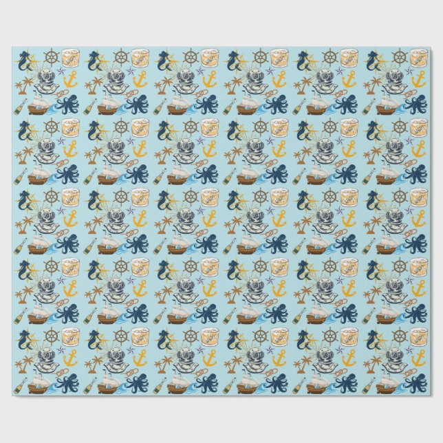  Nautical Bachelor Party Wrapping Paper (Flat)