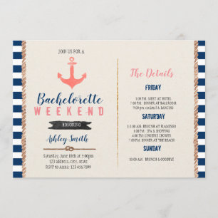 Nautical bachelorette Itinerary party invitation
