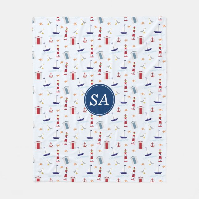 Nautical Back to School Dorm Essentials Fleece Blanket (Front)